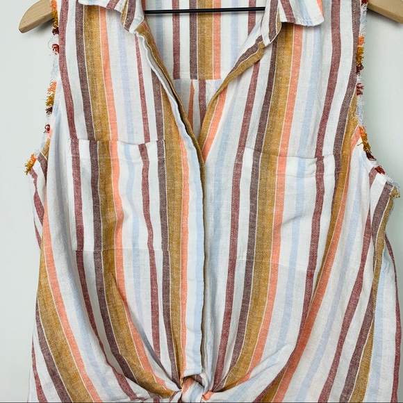 Cloth & Stone Multicolor Striped Sleeveless Tie Blouse - Picture 2 of 11